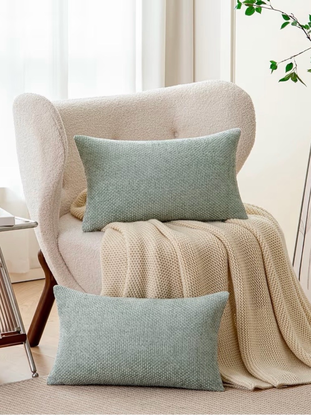 Textured Pillow Covers in Sage Green - Cozy Accent Cushion Covers